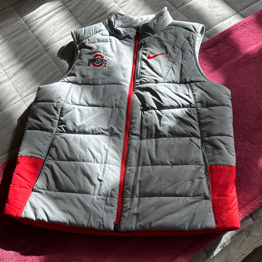 Nike Ohio State Gray & Red Puffer Vest L